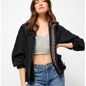 Free People Jayde Safari Bomber Jacket Black Size Medium